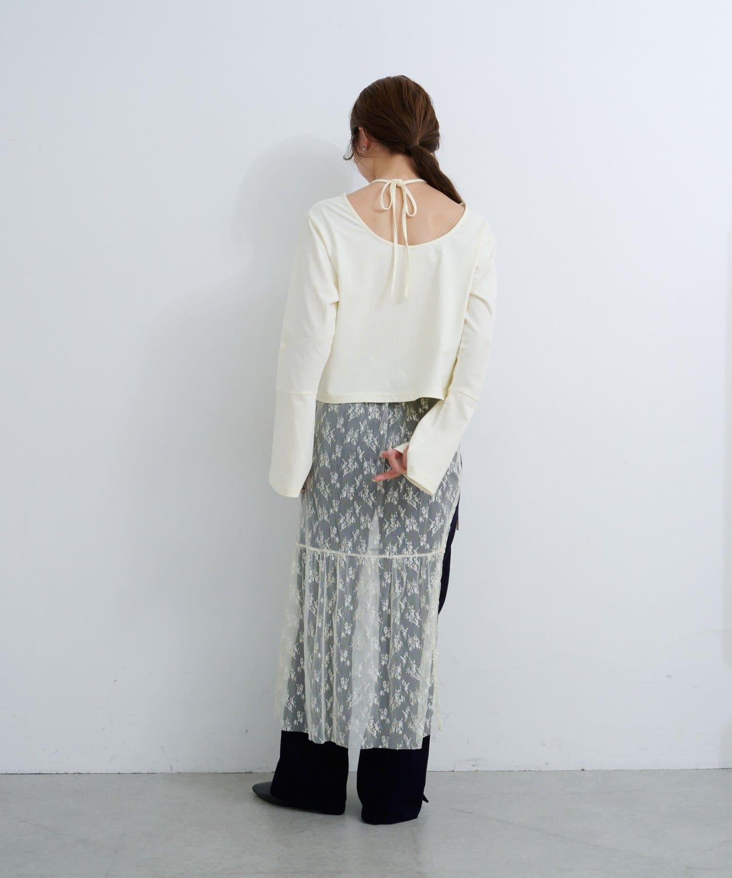 B 喇叭袖兩穿式針織上衣