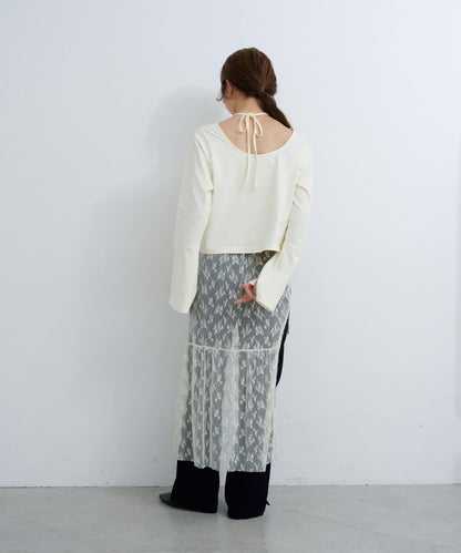 B 喇叭袖兩穿式針織上衣