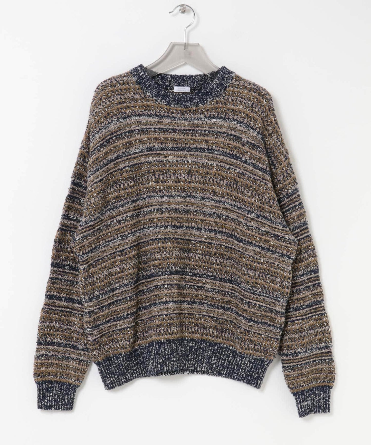 「聯名」crepuscule×URBAN RESEARCH 多色條紋混合圓領針織衫