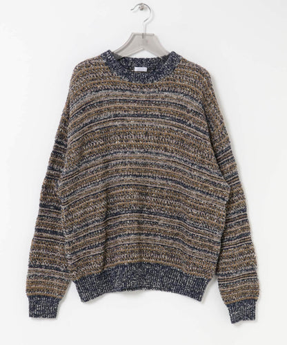 「聯名」crepuscule×URBAN RESEARCH 多色條紋混合圓領針織衫