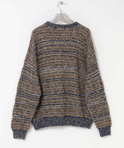 「聯名」crepuscule×URBAN RESEARCH 多色條紋混合圓領針織衫