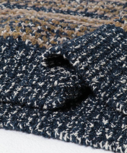 「聯名」crepuscule×URBAN RESEARCH 多色條紋混合圓領針織衫