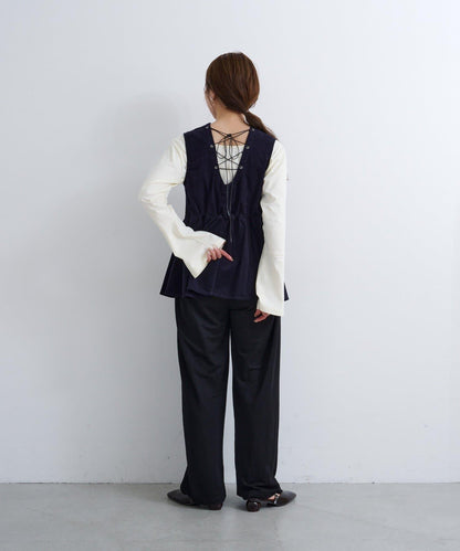 B 喇叭袖兩穿式針織上衣