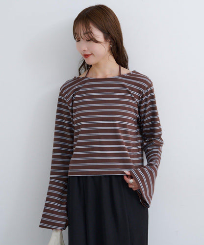 B 喇叭袖兩穿式針織上衣