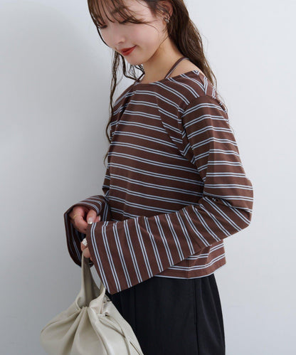 B 喇叭袖兩穿式針織上衣