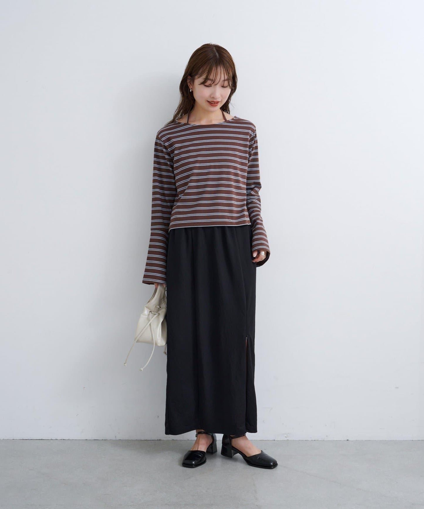 B 喇叭袖兩穿式針織上衣