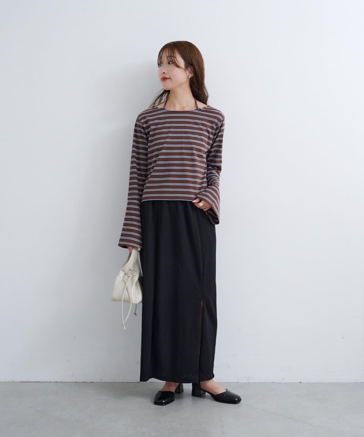 B 喇叭袖兩穿式針織上衣