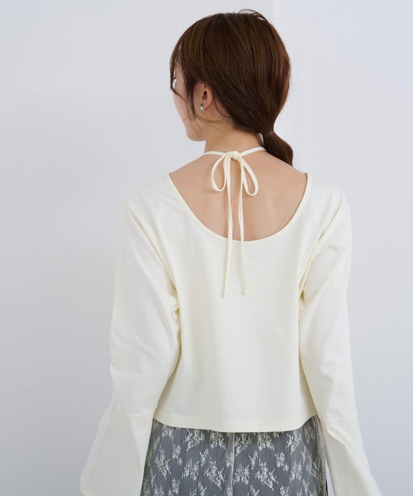 B 喇叭袖兩穿式針織上衣