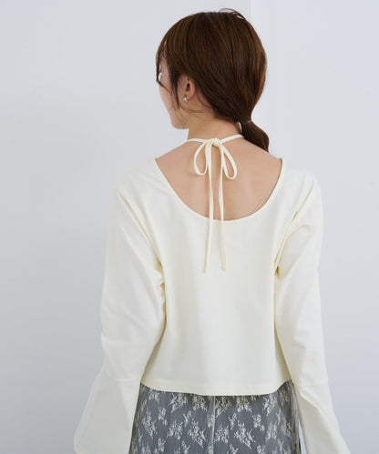 B 喇叭袖兩穿式針織上衣