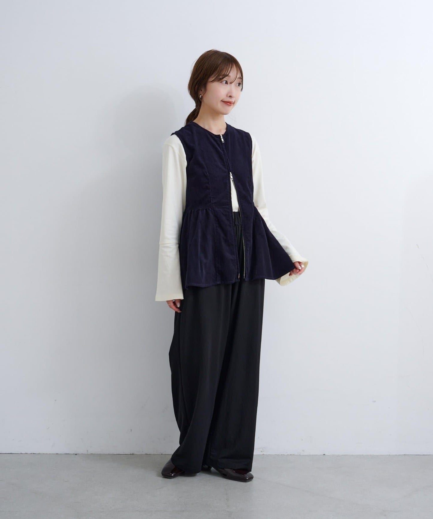 B 喇叭袖兩穿式針織上衣