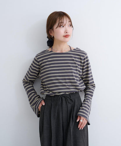 B 喇叭袖兩穿式針織上衣