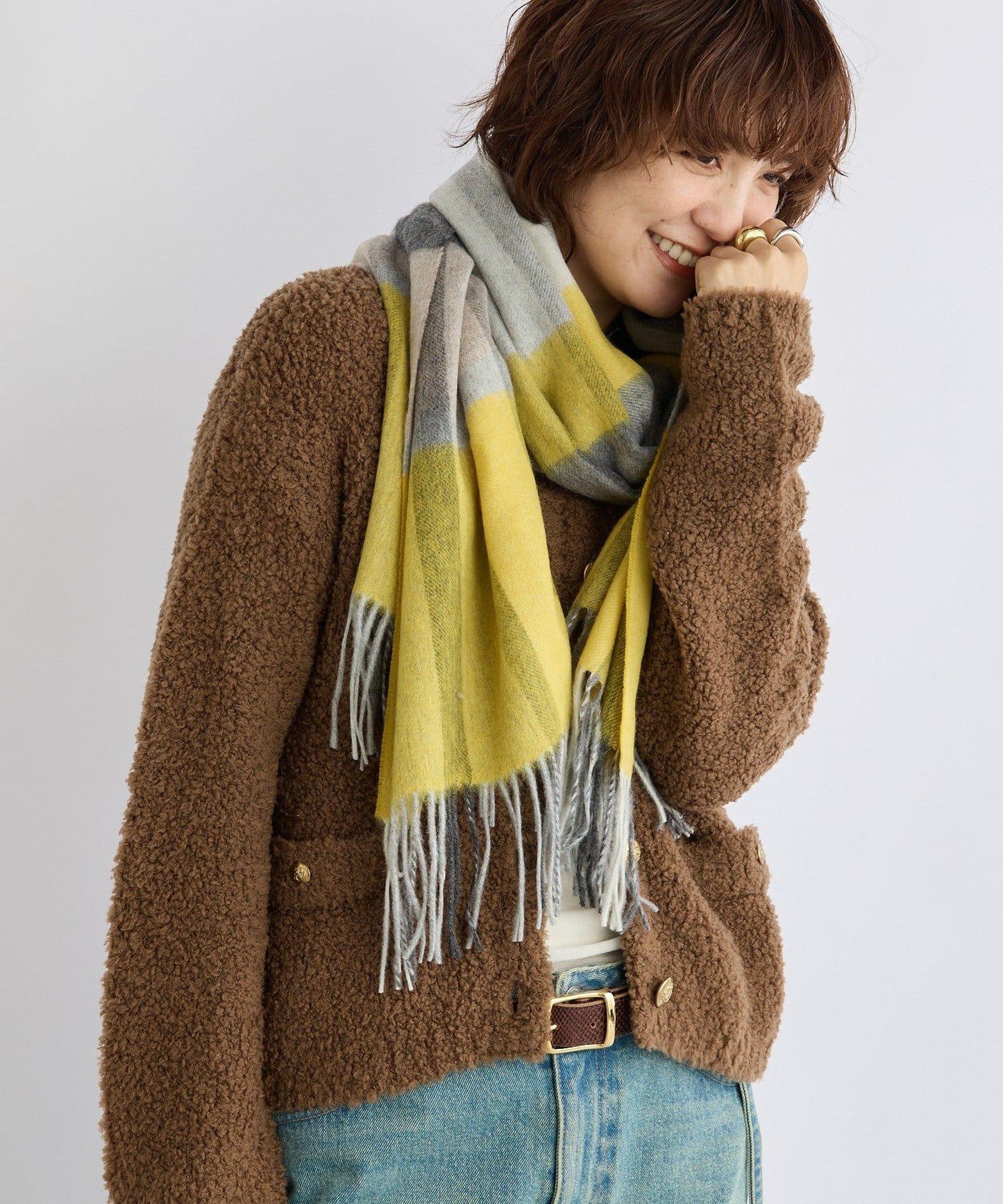 【秋冬點綴色】羊毛彩色格紋圍巾/預計10月中旬發貨