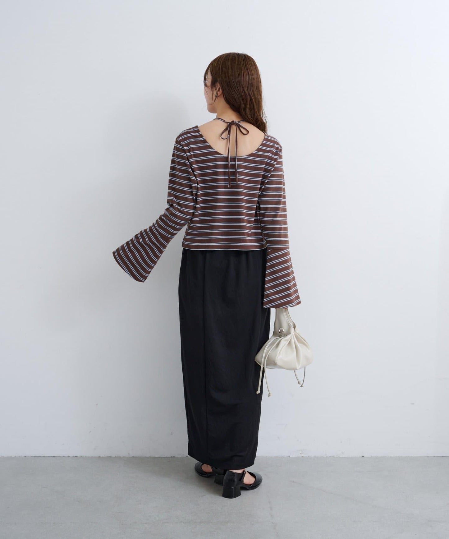 B 喇叭袖兩穿式針織上衣