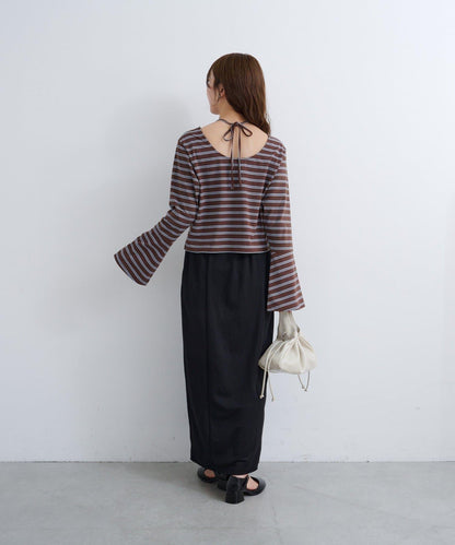 B 喇叭袖兩穿式針織上衣