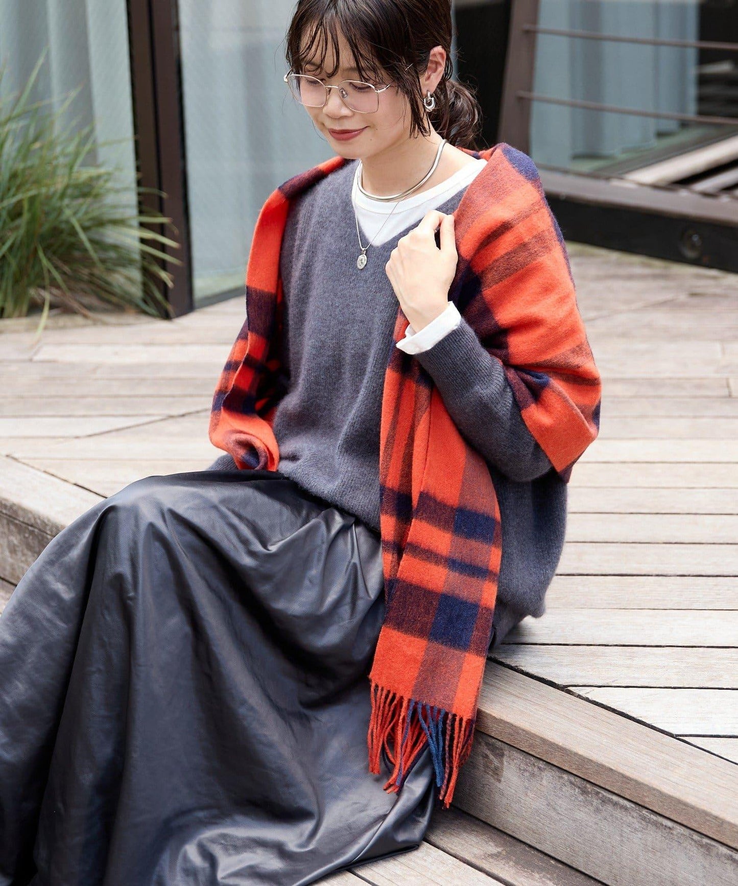 【秋冬點綴色】羊毛彩色格紋圍巾/預計10月中旬發貨
