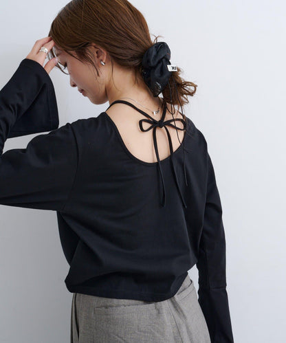 B 喇叭袖兩穿式針織上衣