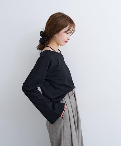 B 喇叭袖兩穿式針織上衣