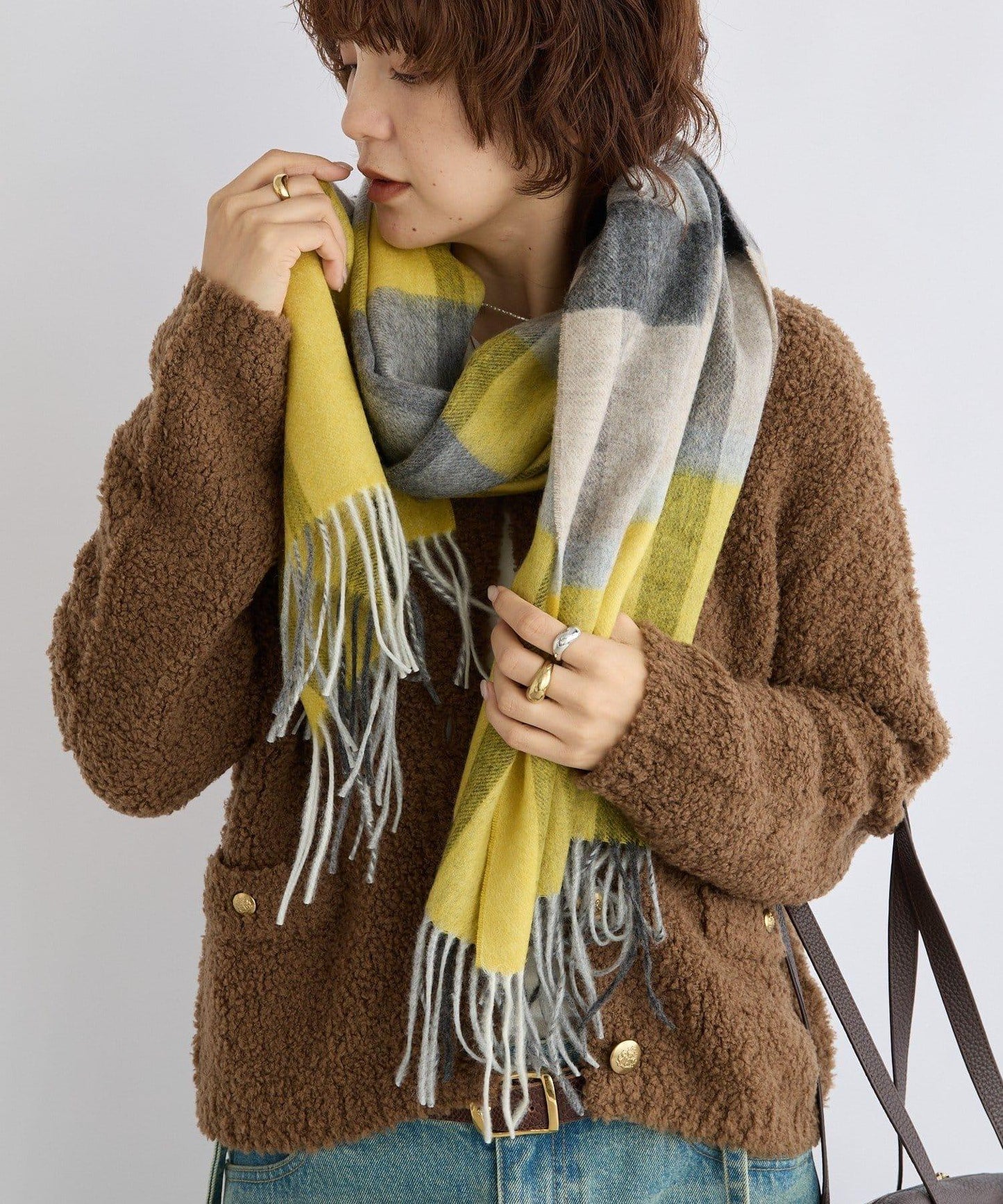 【秋冬點綴色】羊毛彩色格紋圍巾/預計10月中旬發貨