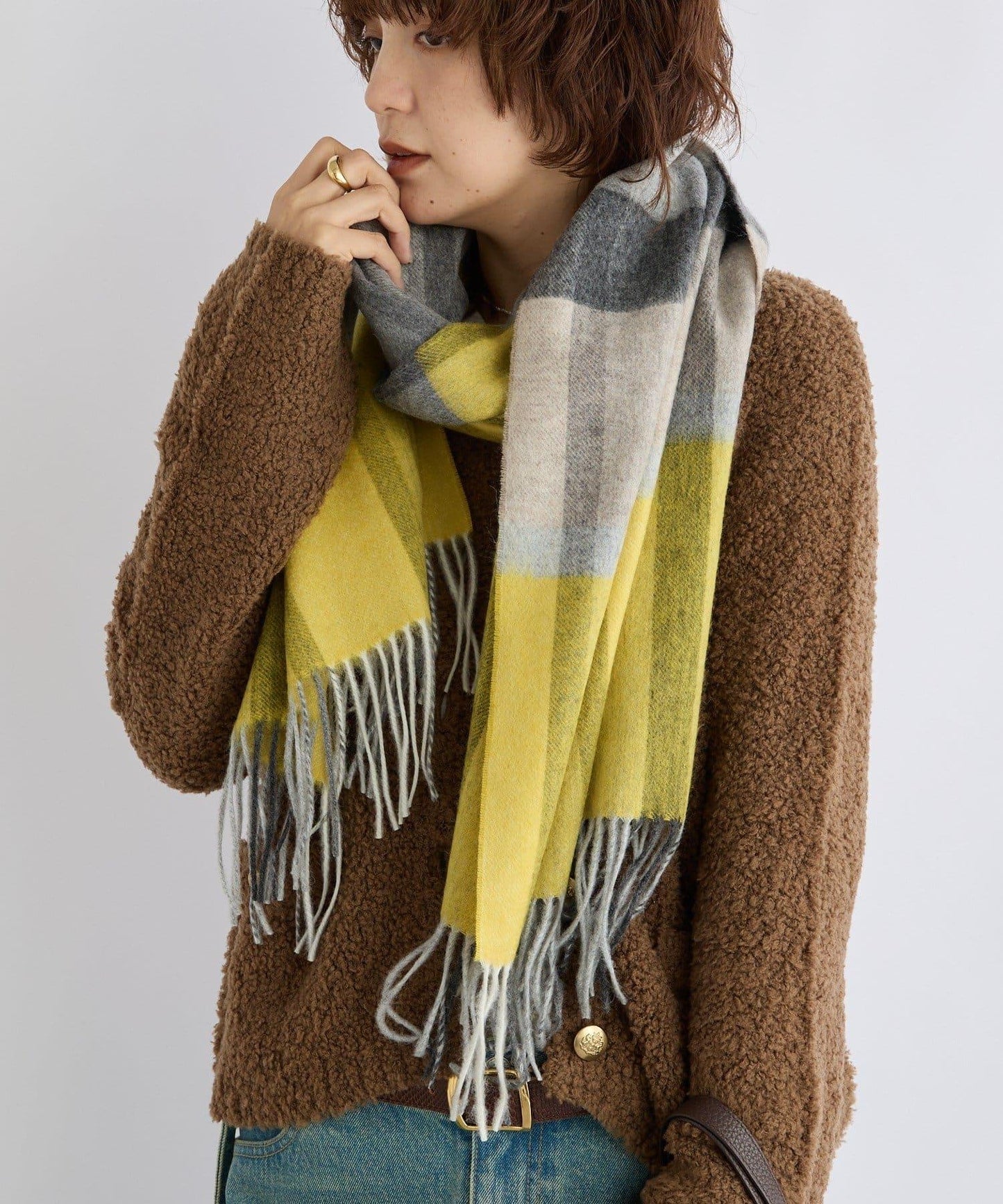 【秋冬點綴色】羊毛彩色格紋圍巾/預計10月中旬發貨
