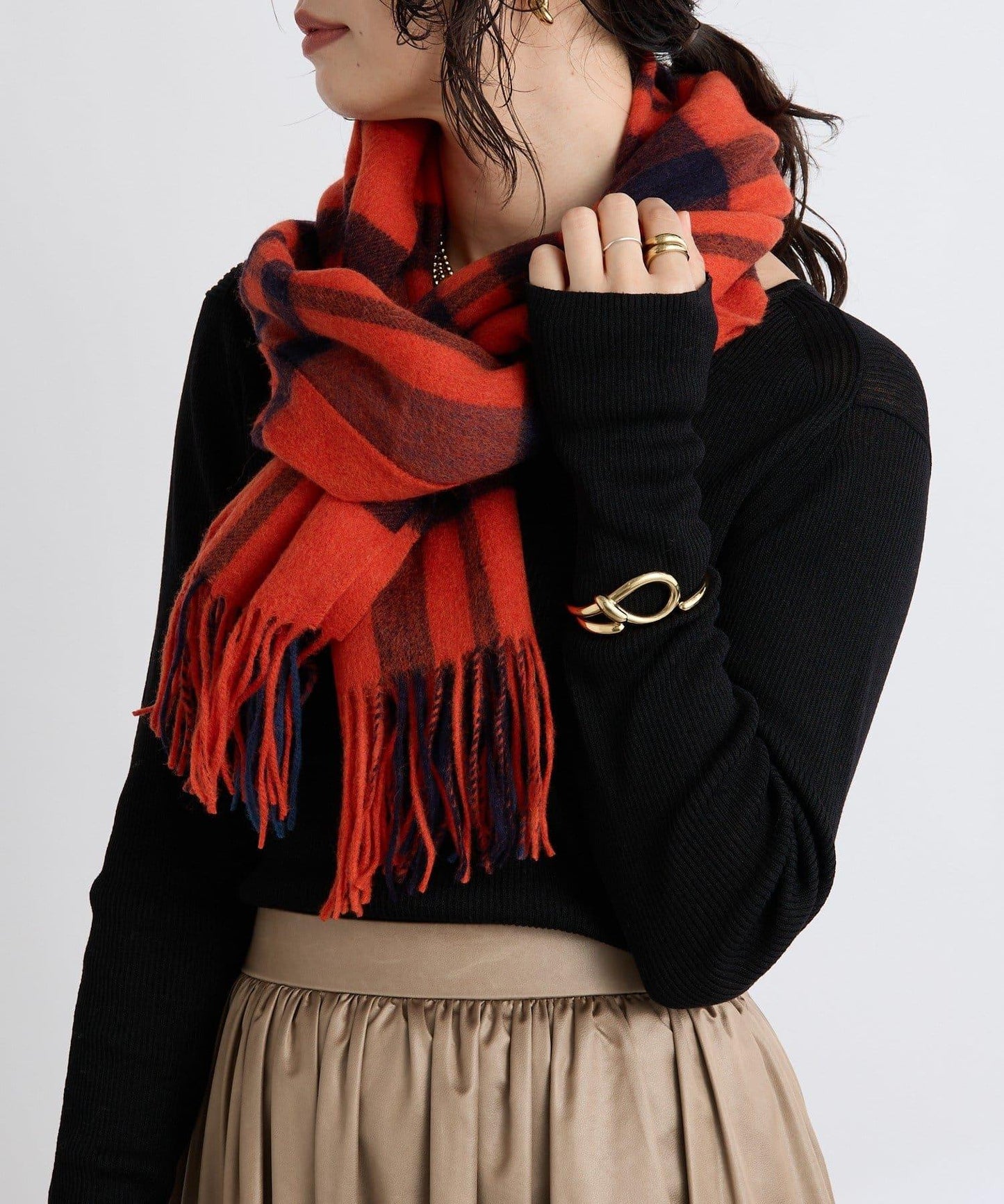 【秋冬點綴色】羊毛彩色格紋圍巾/預計10月中旬發貨