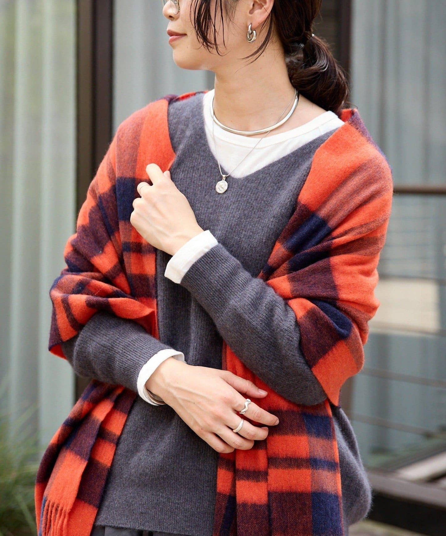 【秋冬點綴色】羊毛彩色格紋圍巾/預計10月中旬發貨