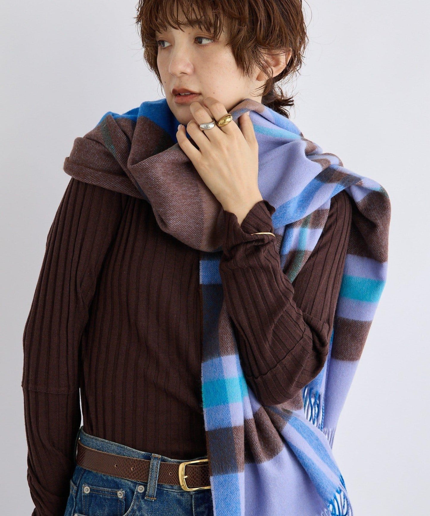 【秋冬點綴色】羊毛彩色格紋圍巾/預計10月中旬發貨