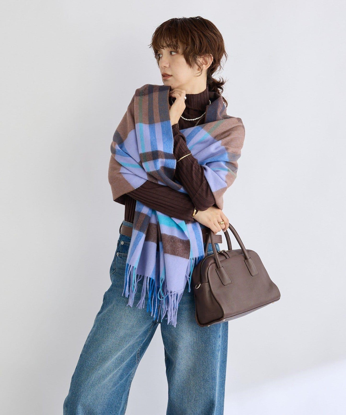 【秋冬點綴色】羊毛彩色格紋圍巾/預計10月中旬發貨