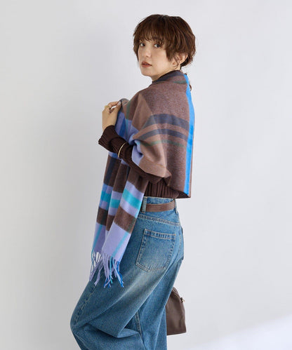 【秋冬點綴色】羊毛彩色格紋圍巾/預計10月中旬發貨