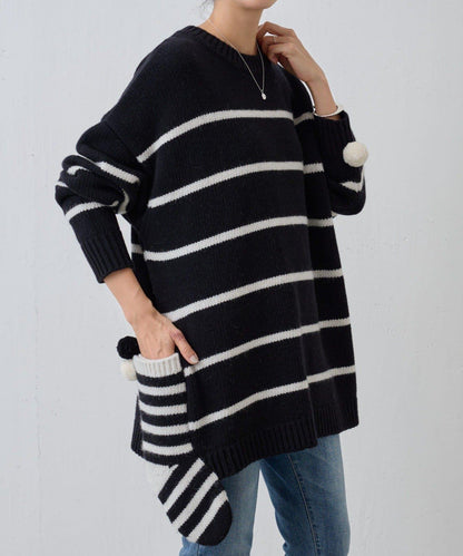 《近日開始》毛球裝飾襪子針織衫