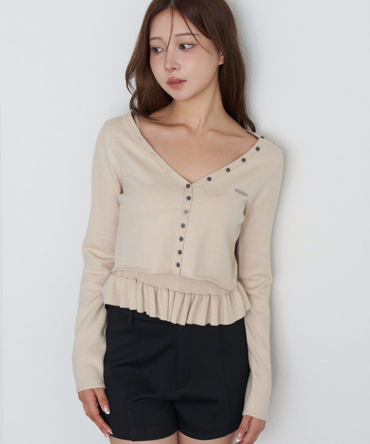 【RAY CASSIN】荷葉邊吊帶套裝開衫