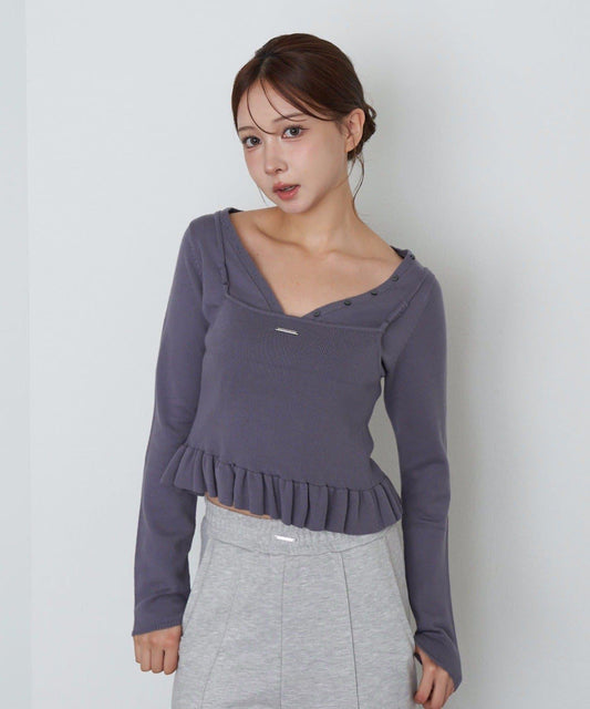 【RAY CASSIN】荷葉邊吊帶套裝開衫