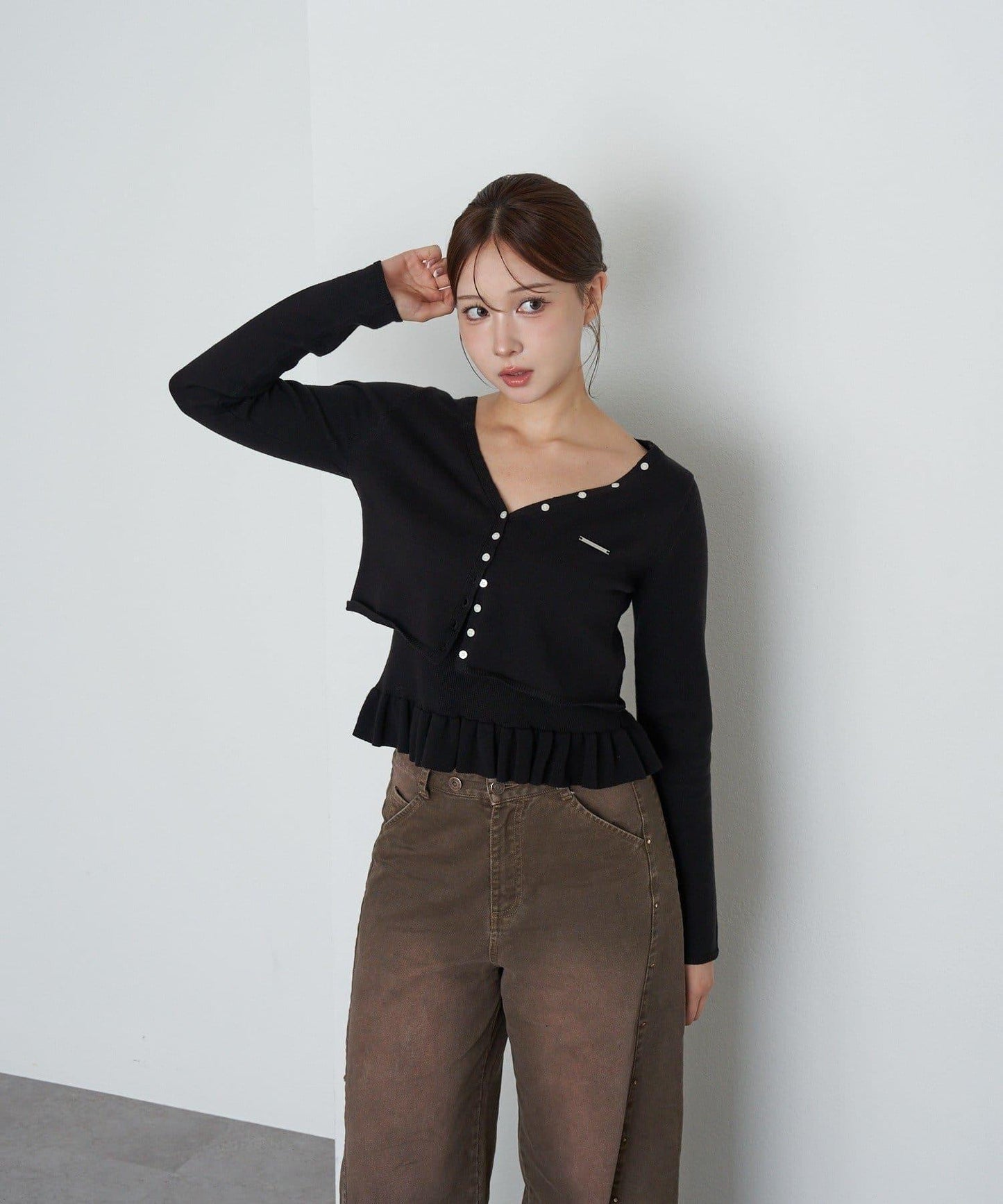 【RAY CASSIN】荷葉邊吊帶套裝開衫