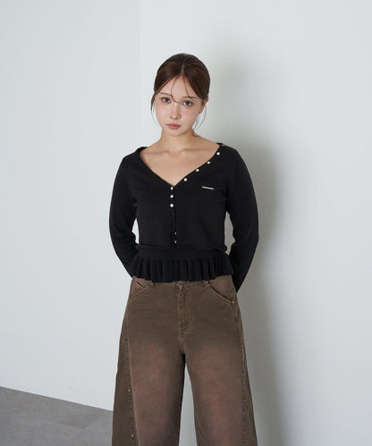 【RAY CASSIN】荷葉邊吊帶套裝開衫