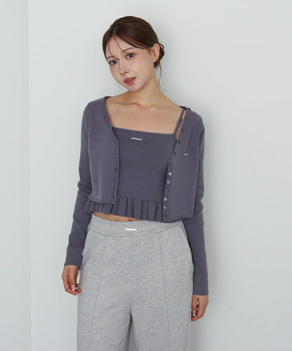 【RAY CASSIN】荷葉邊吊帶套裝開衫