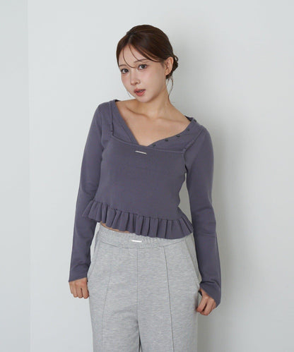 【RAY CASSIN】荷葉邊吊帶套裝開衫