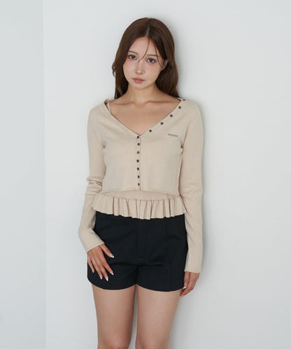 【RAY CASSIN】荷葉邊吊帶套裝開衫