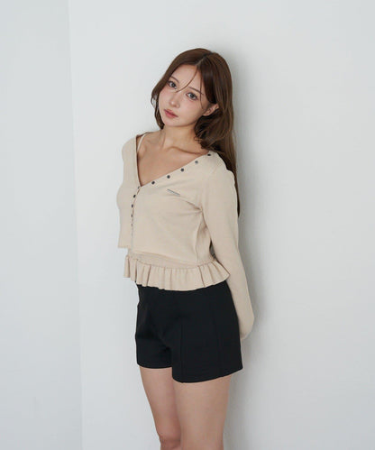 【RAY CASSIN】荷葉邊吊帶套裝開衫