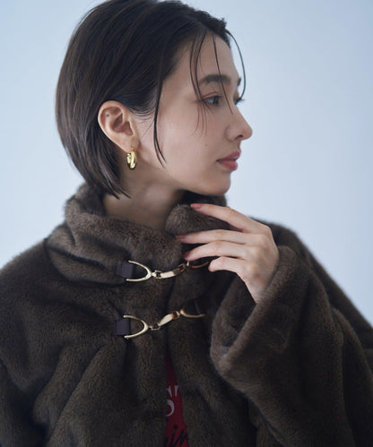 帶金屬扣混合毛短款夾克
