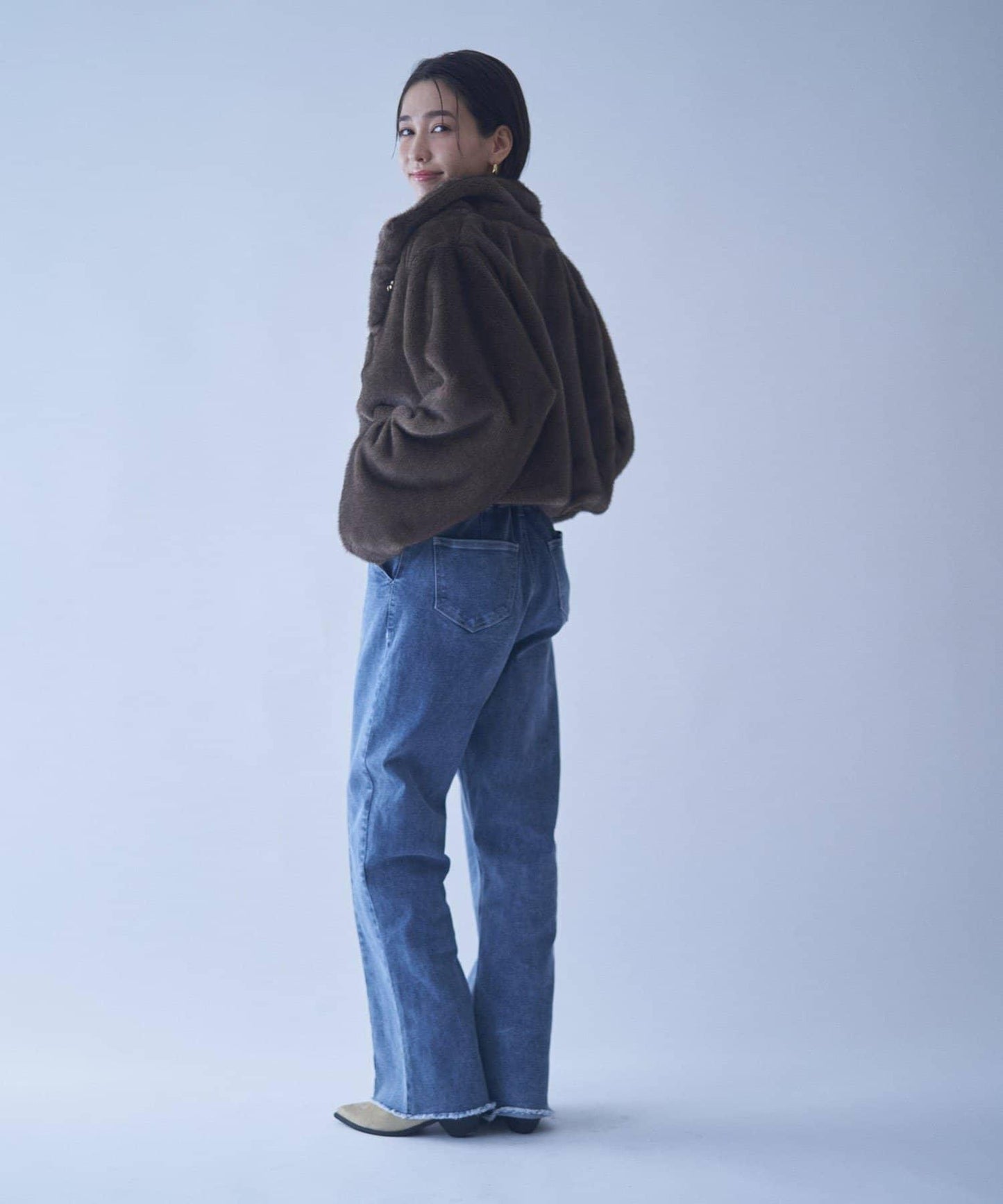 帶金屬扣混合毛短款夾克