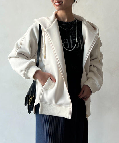 現代風格拼接棉服連帽夾克