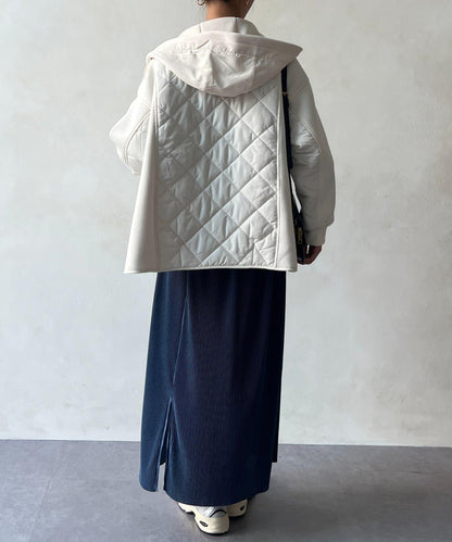現代風格拼接棉服連帽夾克