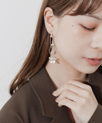 隨機花卉曲線耳環