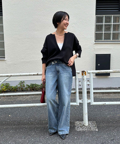 《インフルエンサー@tsuru00コラボ》V領寬鬆套頭衫