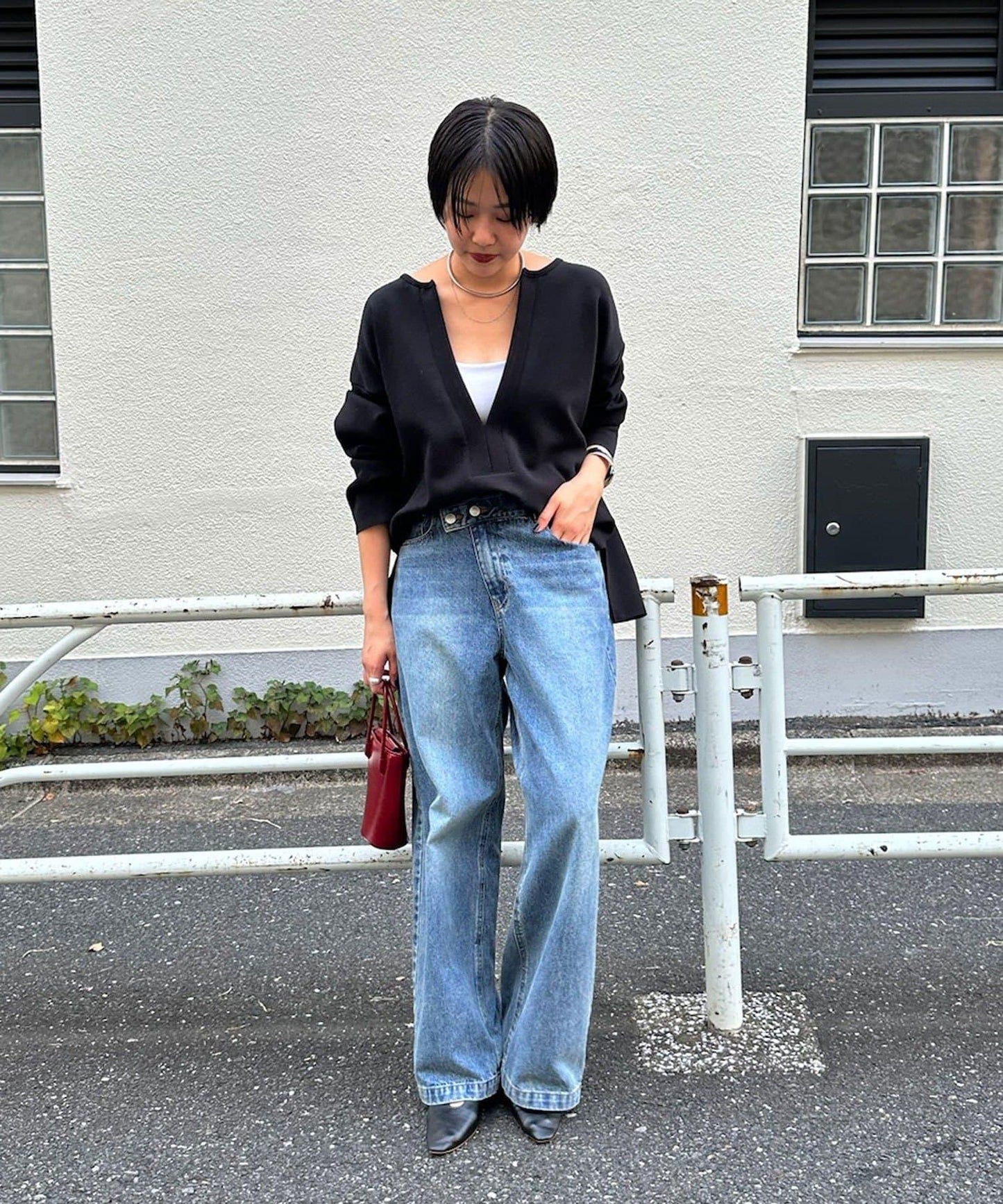 《インフルエンサー@tsuru00コラボ》V領寬鬆套頭衫