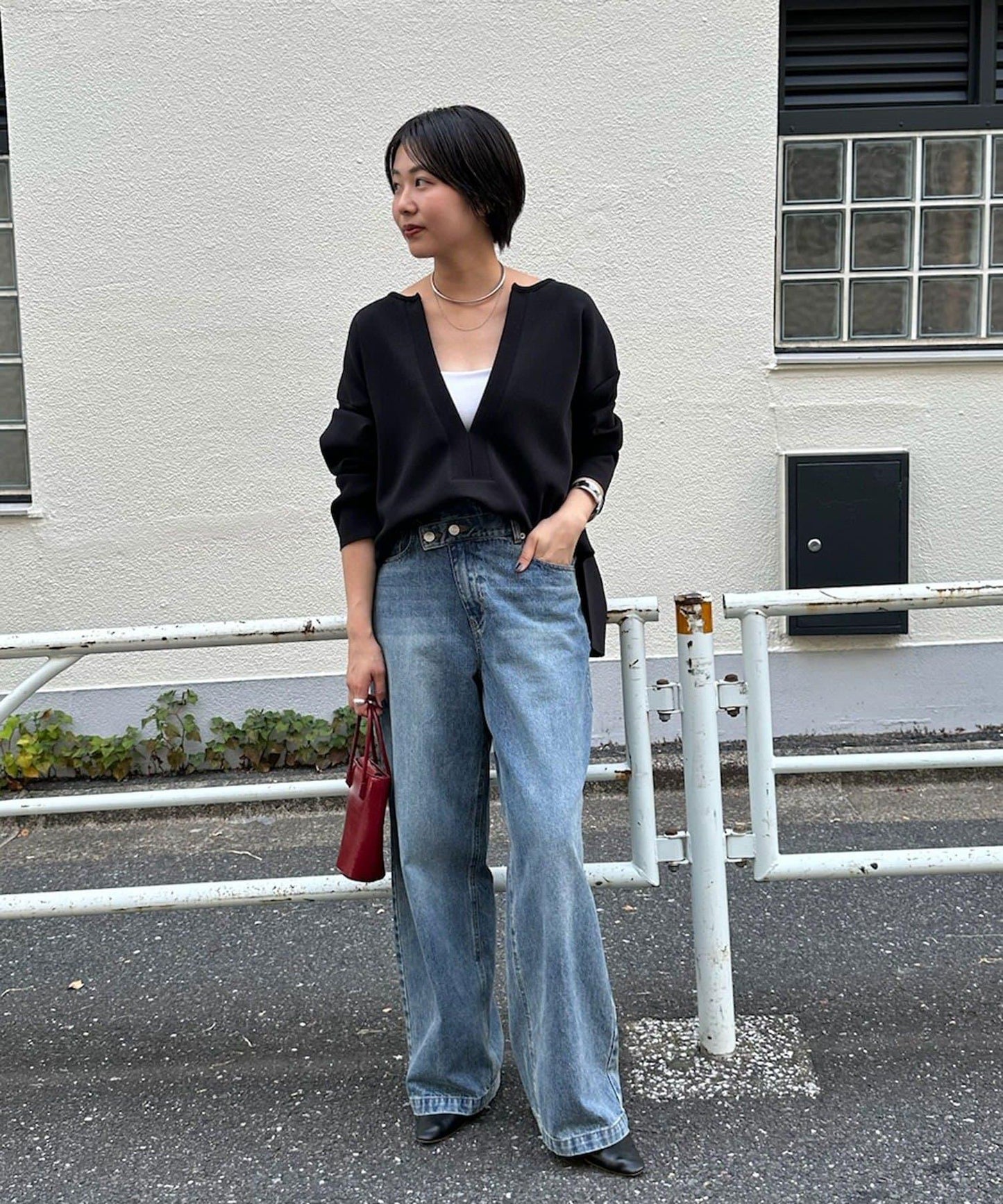 《インフルエンサー@tsuru00コラボ》V領寬鬆套頭衫