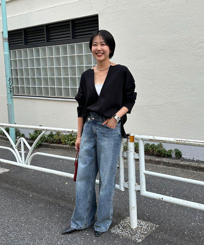 《インフルエンサー@tsuru00コラボ》V領寬鬆套頭衫