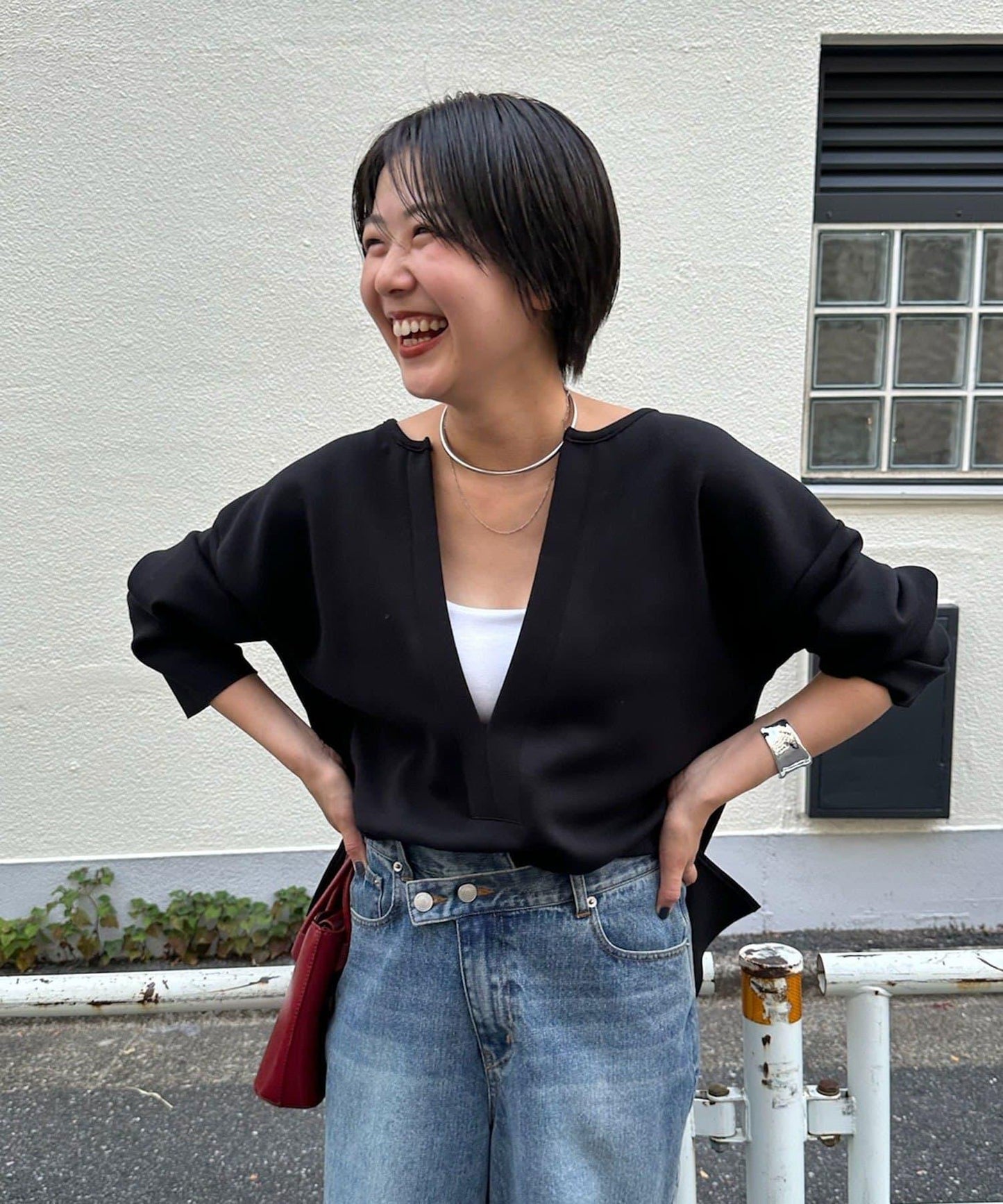 《インフルエンサー@tsuru00コラボ》V領寬鬆套頭衫