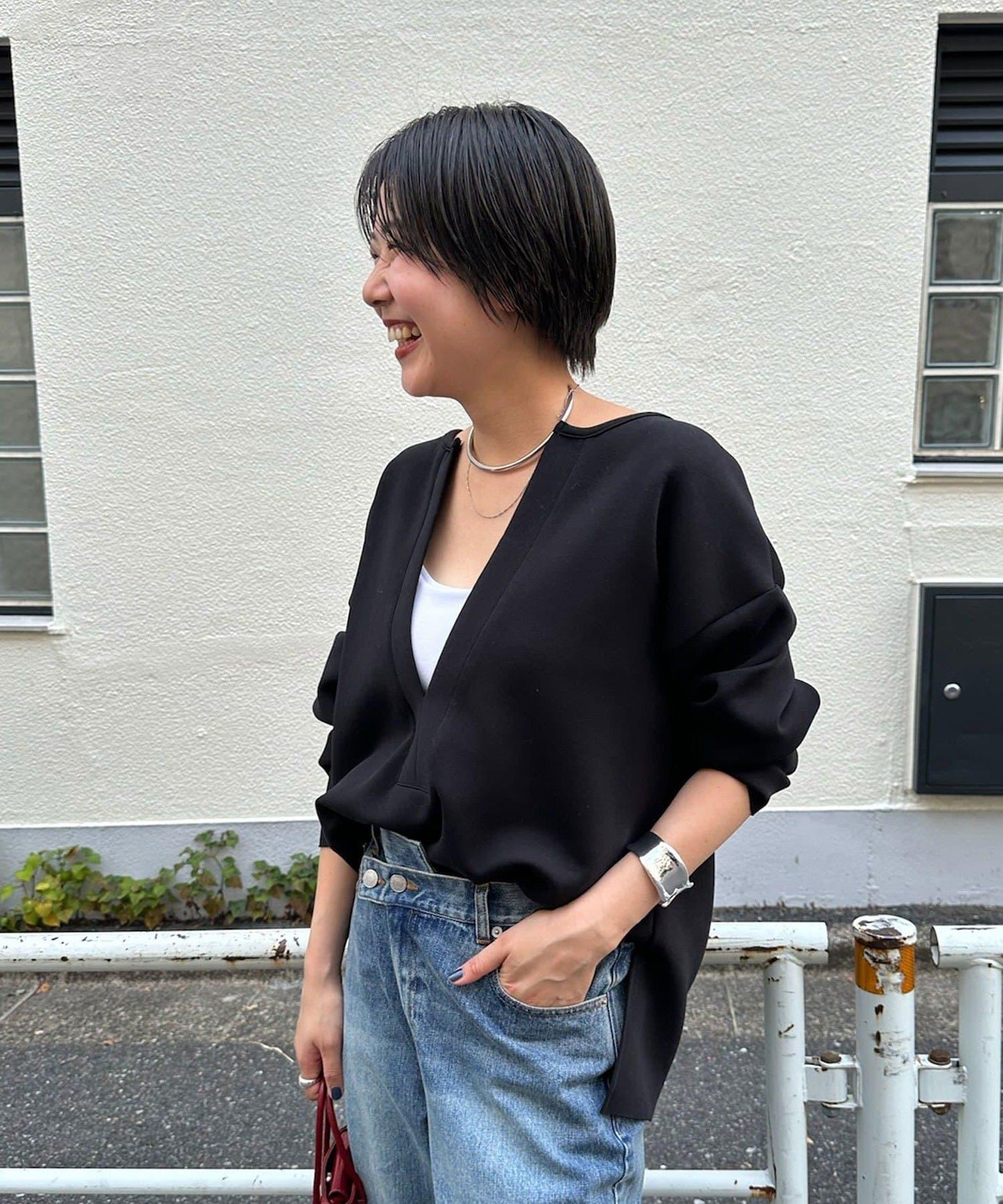 《インフルエンサー@tsuru00コラボ》V領寬鬆套頭衫