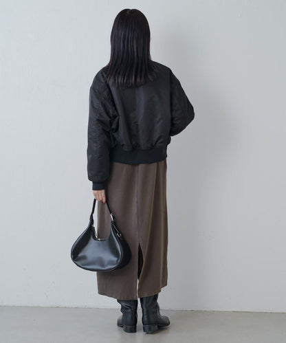 復古工藝後開叉羅紋連衣裙