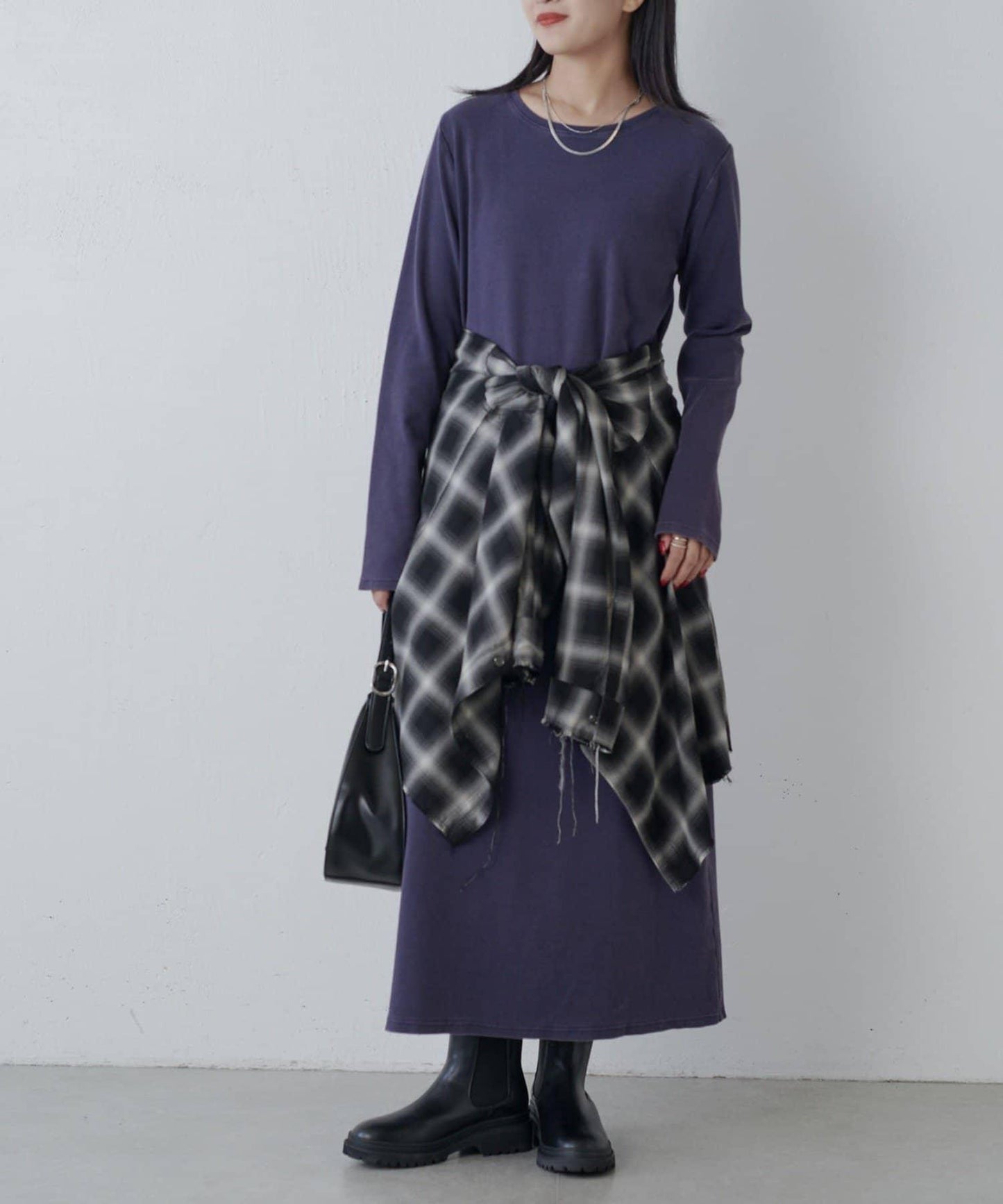 復古工藝後開叉羅紋連衣裙